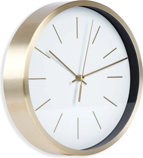 Reloj de pared blanco y dorado 25 cm