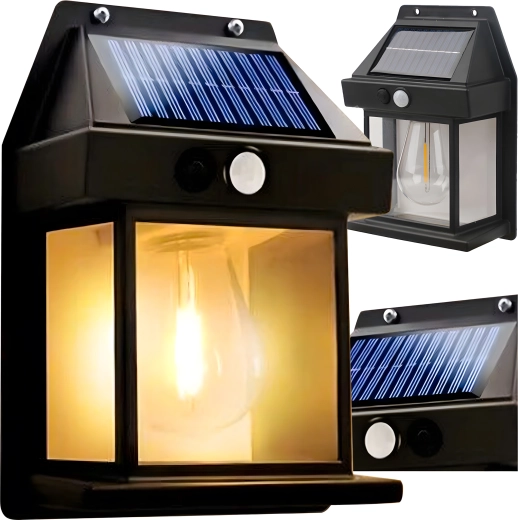 Aplique LED solar de pared con sensor de movimiento, blanco cálido 3000K, IP44