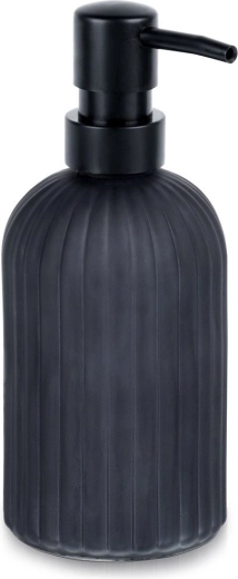 Dispensador de jabón de vidrio 400 ml – negro mate, acanalado