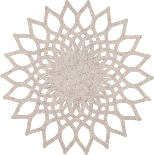 Mantel individual redondo de fieltro 38 cm – flor beige