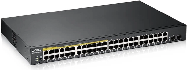 Switch gigabit PoE+ gestionable Zyxel GS1900-48HP v2 para rack