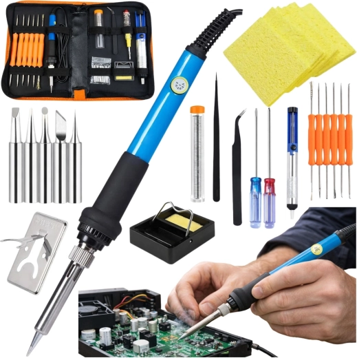 Kit de soldadura de precisión 60 W con accesorios y estuche