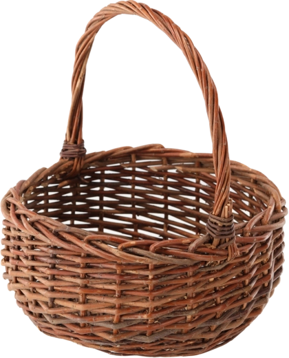 Cesta de mimbre tejida a mano marrón claro 35 × 35 × 16/37 cm