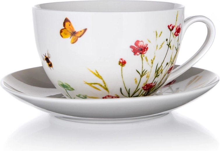 Taza de cerámica con platillo 240 ml Meadow
