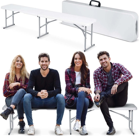 Banco plegable de catering 180 cm blanco