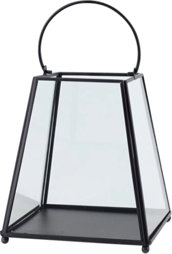 Farol cónico metálico con vidrio 17 x 17 x 19,5 cm