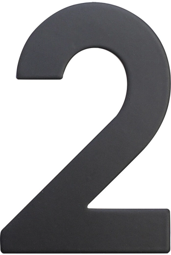 Número de casa 2, 75 mm, acero inoxidable, negro mate