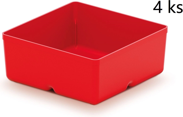 Juego de 4 cajas de plástico para herramientas Unite Box, rojas, 110 × 110 × 112 mm