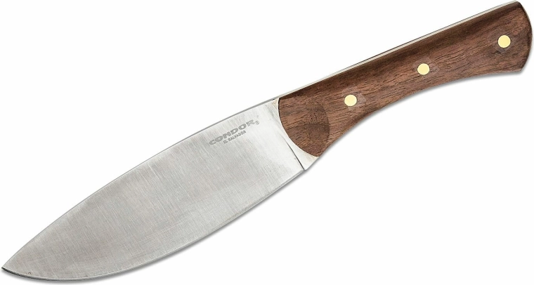 Condor Knulujulu – cuchillo de exterior 16,9 cm, madera de nogal, funda de cuero