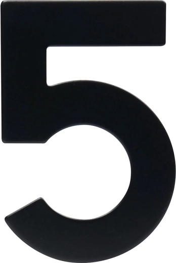 Número de casa 5, 95 mm, acero inoxidable, negro mate