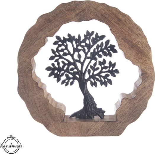 Decoración Árbol de la Vida de madera y metal Mango