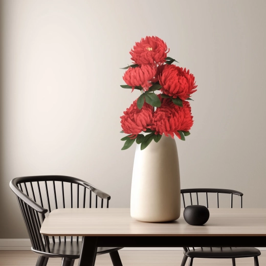 Crisantemo decorativo artificial rojo 12 × 58 cm