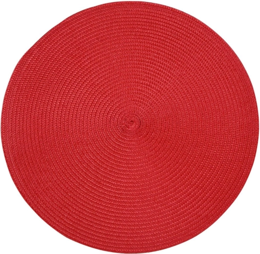 Mantel individual redondo de PP con aspecto de paja 38 cm rojo