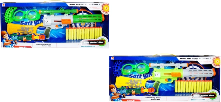 Pistola infantil de dardos de espuma con gafas