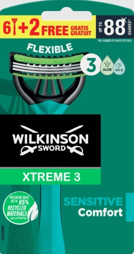 Maquinilla de afeitar desechable Wilkinson Xtreme3 Sensitive, 8 uds.