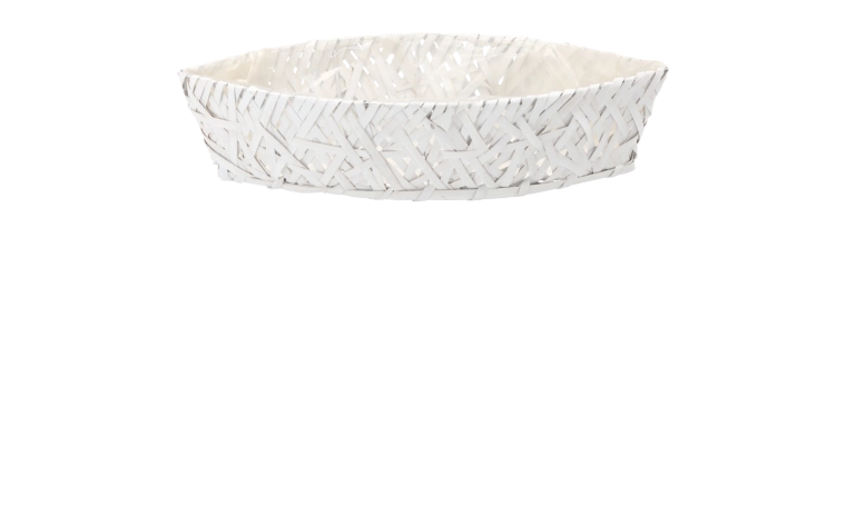 Cubremaceta de madera blanco con forma de barco 42 × 16 × 9 cm