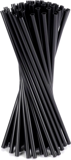 Pajitas negras para bebidas 22 cm, 50 uds