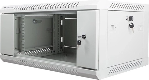 Armario mural de instalación 19" 4U 600×450 mm con puerta de cristal – Gris