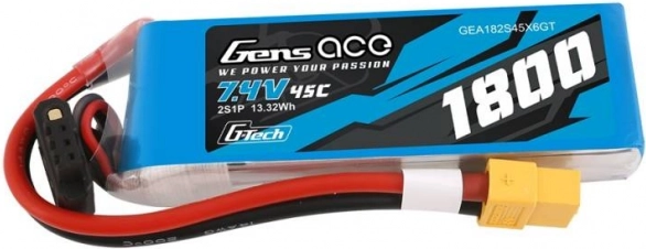 Batería LiPo Gens Ace 1800mAh 7,4V 45C con conector XT60