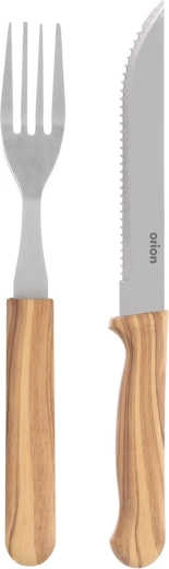 Set para steak de cuchillo y tenedor de acero inoxidable con mango de plástico