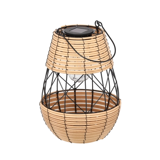 Farolillo solar metálico negro-beige de 32 cm