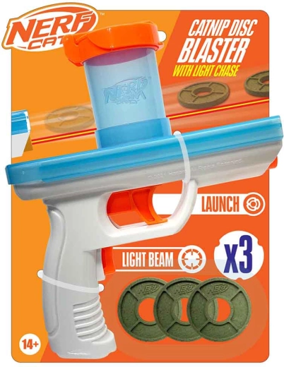 Nerf Cat bláster interactivo para gatos con discos con catnip 20 cm