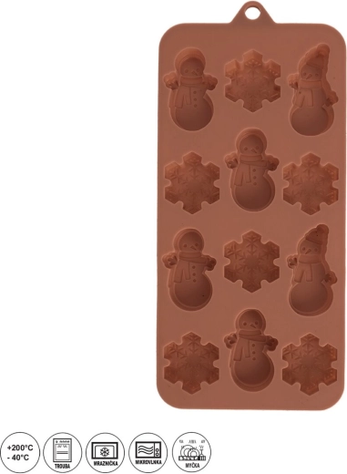 Molde de silicona para chocolate Navidad 12 formas marrón - 1 pieza