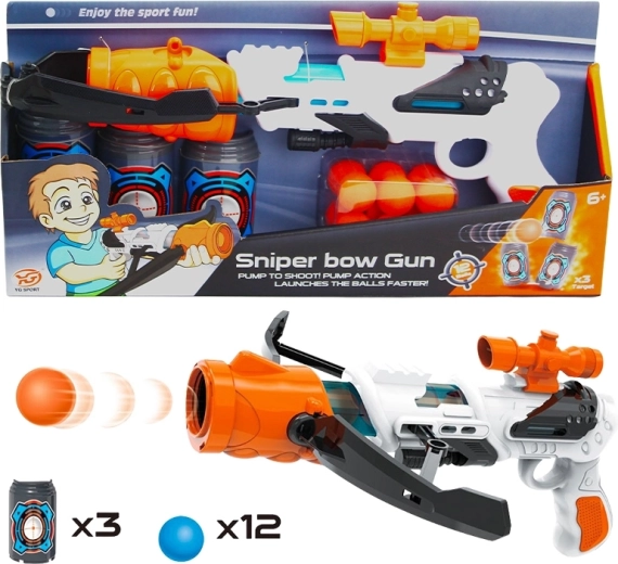 Rifle de bolas de espuma con mira para niños
