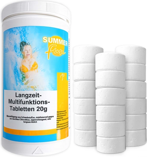 Tabletas de cloro multifunción para piscina 20 g (1 kg)