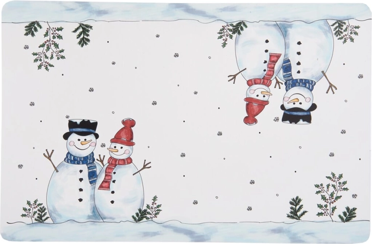Mantel individual navideño de plástico con muñeco de nieve 43 × 28 cm