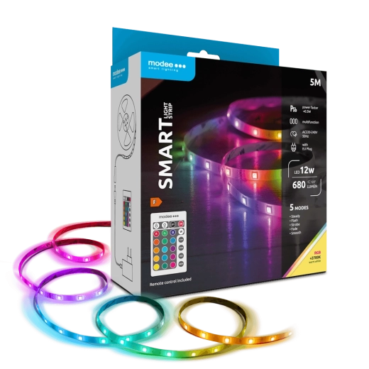 Modee LED Smart – tira LED inteligente 12 W, 5 m, 2700K + RGB, 680 lm, IP20