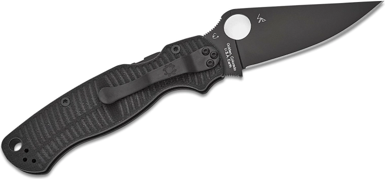 Navaja plegable Spyderco Para Military 2 Salt, G-10 negro, CPM MagnaCut, hoja negra