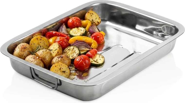 Asadera de acero inoxidable Vilde con asas 35,5 × 27 × 5,5 cm