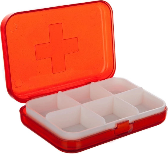 Organizador de plástico para medicamentos con 6 compartimentos