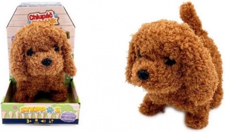 Caniche de peluche a pilas: camina, ladra y mueve la cola