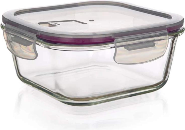 Recipiente de vidrio para alimentos Lora 300 ml – tapa color vino