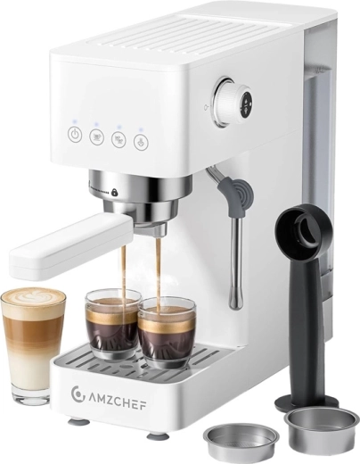 Cafetera de palanca AMZCHEF CE-EM3131-WT blanca