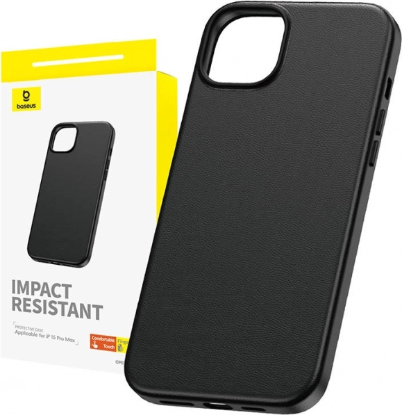 Funda para iPhone 15 Pro Max Baseus Fauxther negra