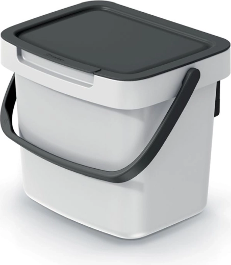 Papelera Systema Q Collect 3 l color ceniza con tapa negra