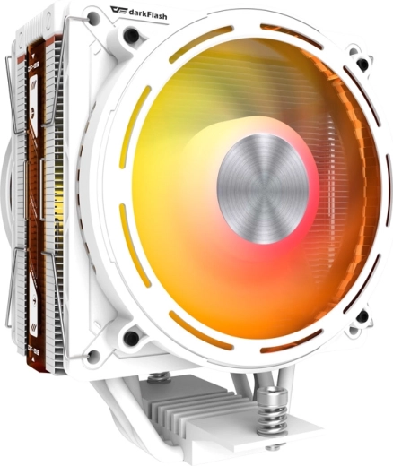 Refrigeración activa para CPU DARKFLASH E400 Plus, blanca, ARGB de doble ventilador con pantalla