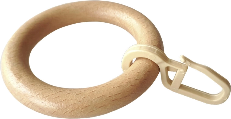 Anillas de madera colgantes con gancho, barniz natural (10 uds)
