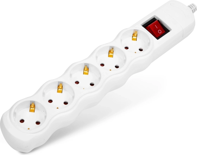 Regleta de enchufes extensible y montable con 5 tomas e interruptor