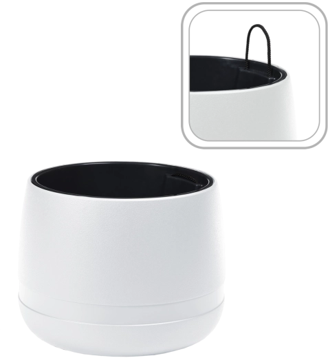 Macetero Koma Waza 35 cm blanco con inserto interior