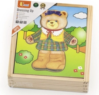 Viga rompecabezas lógico de madera Viste a la osita – niña