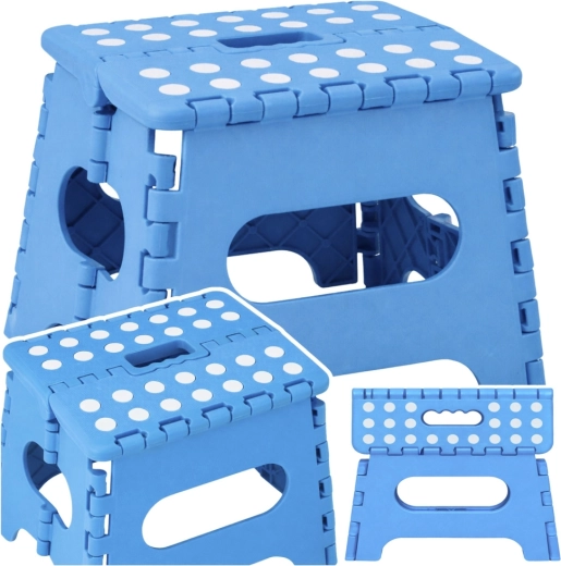 Taburete plegable de plástico antideslizante, azul 24 × 19 cm