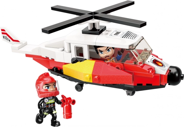 Helicóptero de rescate QMAN MINE CITY FIRE LINE – set de construcción de 91 piezas