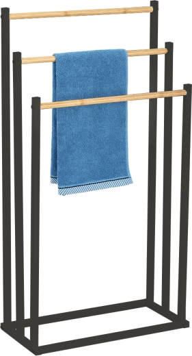 Toallero triple negro 45 × 22 × 85 cm