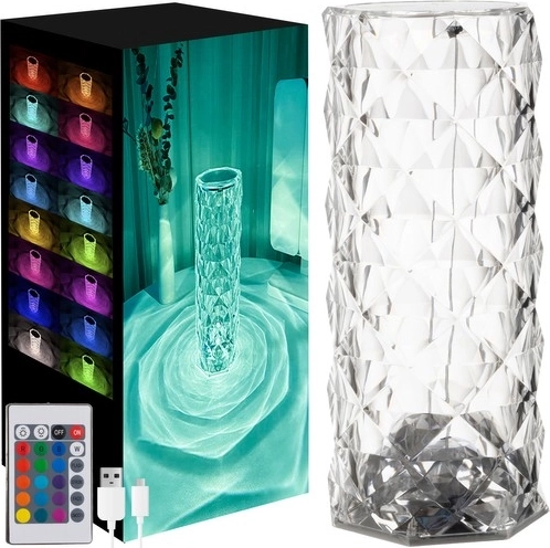 Lamparita LED de cristal Izoxis con proyector de rosa - 1 pieza