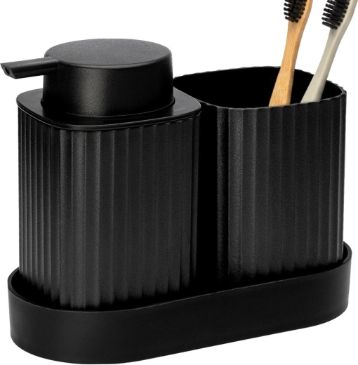 Vilde juego de baño negro 3 piezas (dosificador, vaso, bandeja)