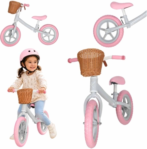 Bicicleta de equilibrio Trike Fix Balance con cesta rosa
